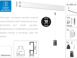 Easy taulunripustussetti 400 cm seinään vahvalla koukulla